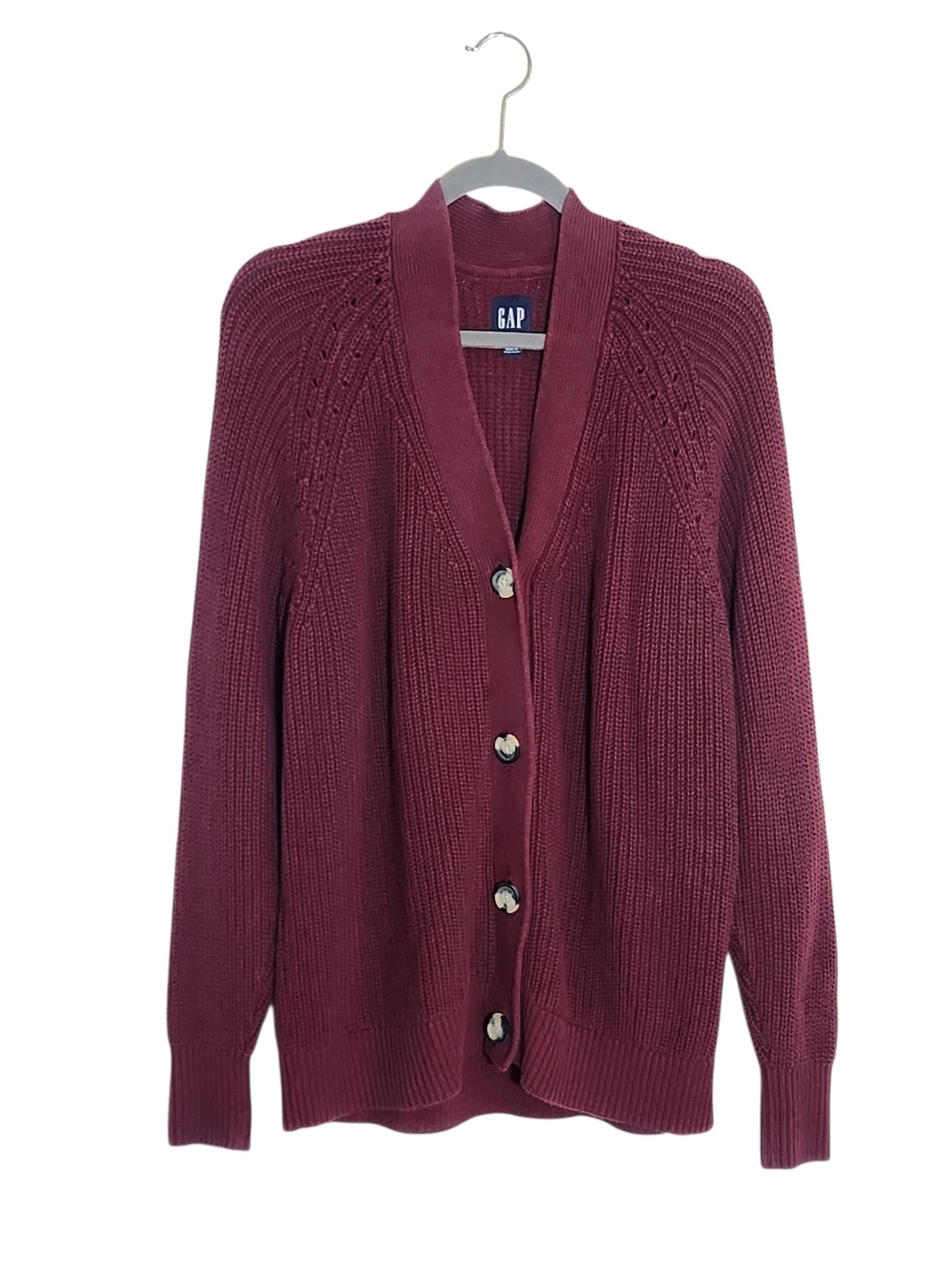 Gap Womens Burgundy Knit Cardigan Sweater Size Large